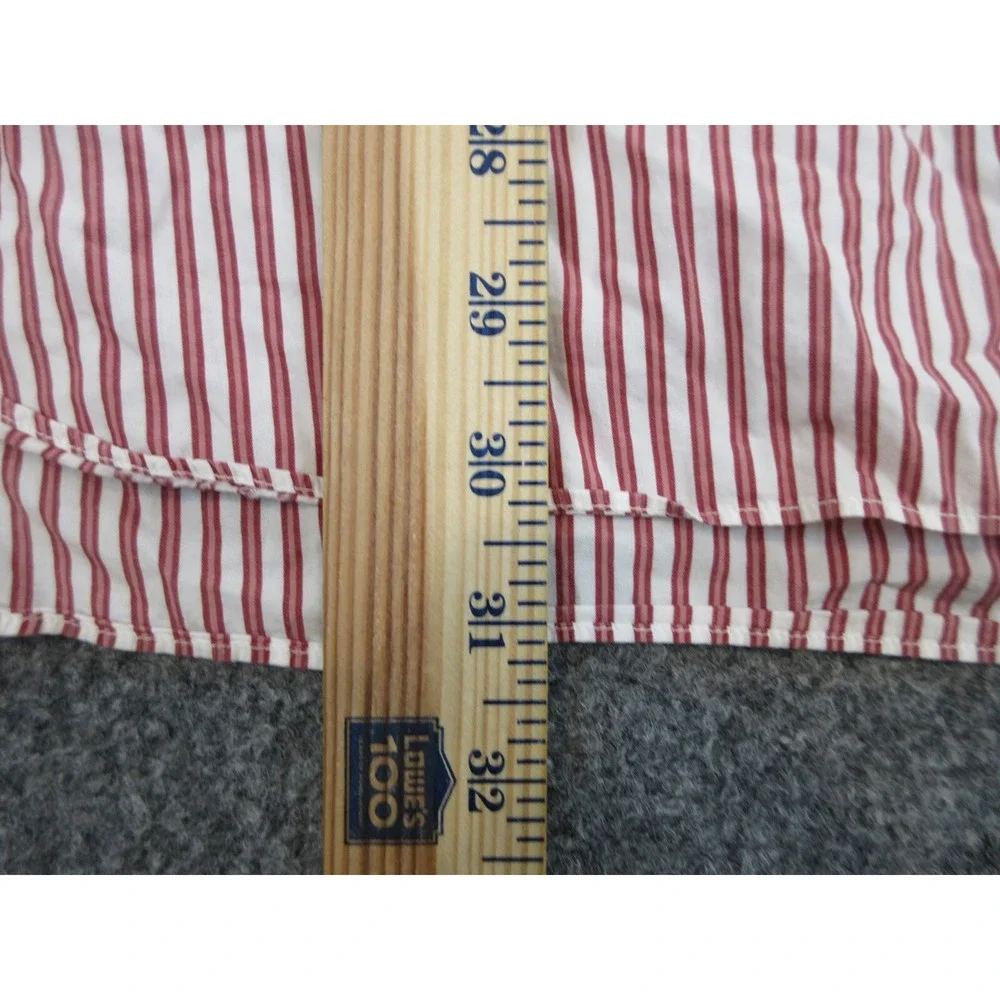 Ermenegildo Zegna Dress Shirt Mens 18 46 Red Stripe Regular Fit Cotton LS